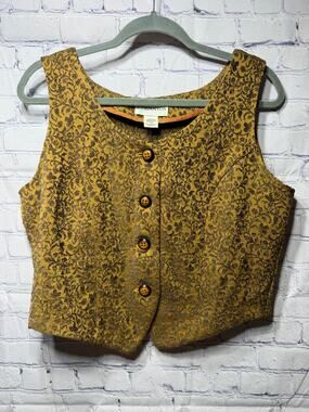 Gantos VTG Scoop Neck Sleeveless Button Down Top Velvet Tapestry Sz 12 Grunge